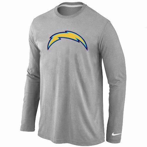 Nike San Diego Charger Logo Grey Long Sleeve NFL T-Shirt Cheap