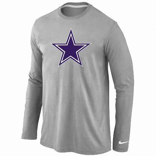 Nike Dallas Cowboys Logo Grey Long Sleeve NFL T-Shirt Cheap