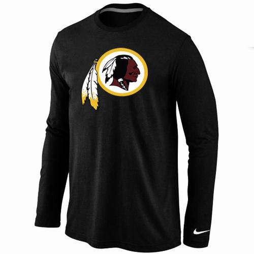 Nike Washington Redskins Logo Black Long Sleeve NFL T Shirt Cheap