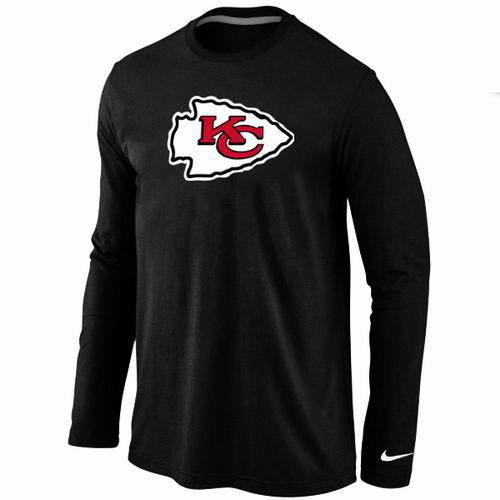 Nike Kansas City Chiefs Logo Black Long Sleeve NFL T Shirt Cheap