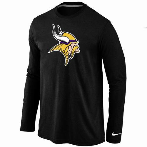 Nike Minnesota Vikings Logo Black Long Sleeve NFL T Shirt Cheap
