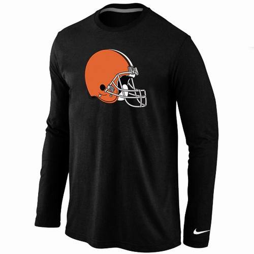 Nike Cleveland Browns Logo Black Long Sleeve NFL T Shirt Cheap