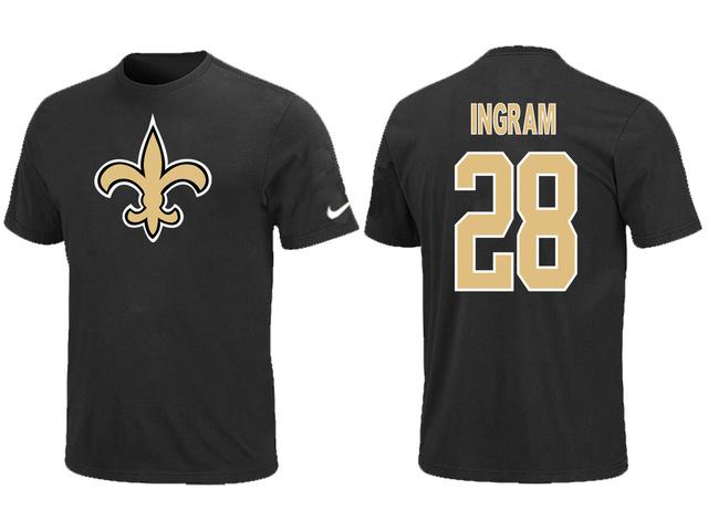 Nike New Orleans Saints 28 Mark Ingram Name & Number Black NFL T-Shirt Cheap