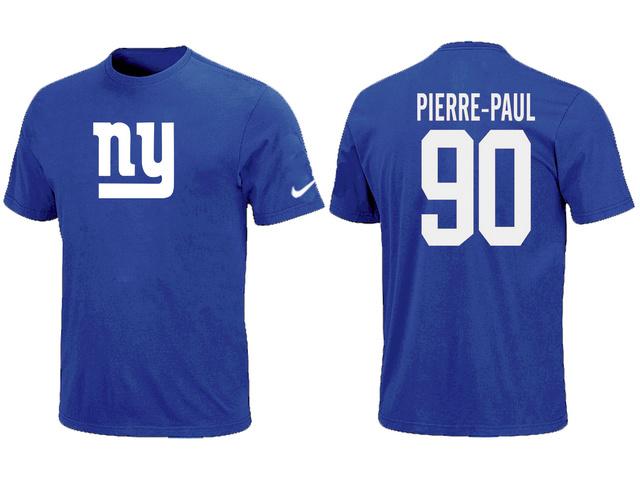 Nike New York Giants 90 Jason Pierre-Paul Name & Number Blue NFL T-Shirt Cheap