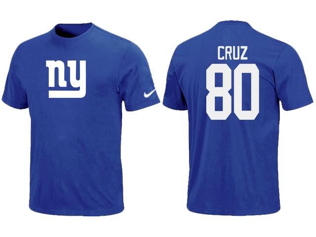 Nike New York Giants 80# Victor Cruz Blue Name & Number T-Shirt Cheap
