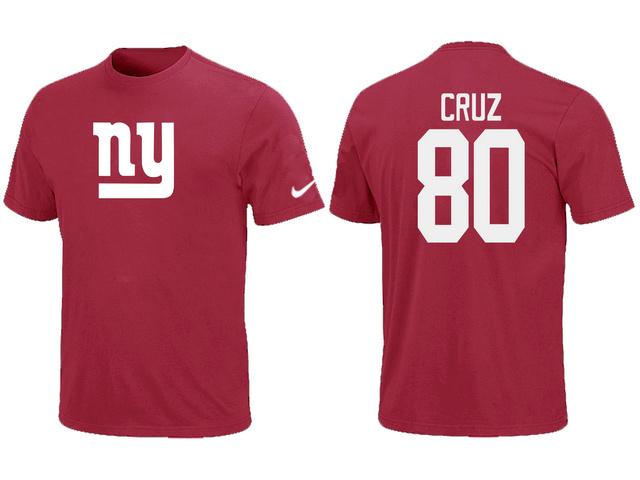 Nike New York Giants 80# Victor Cruz Red Name & Number T-Shirt Cheap