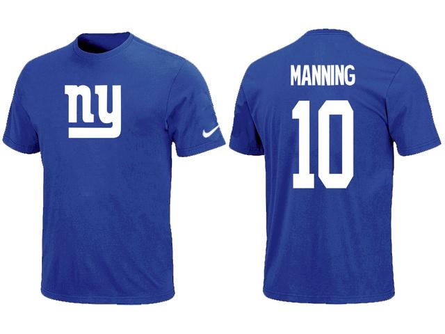 Nike New York Giants 10 Eli Manning Blue Name & Number T-Shirt Cheap