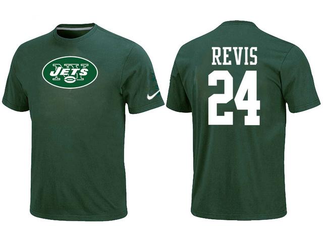 Nike New York Jets 24 REVIS Name & Number Green NFL T-Shirt Cheap