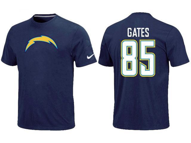 Nike San Diego Chargers 85 Gates Name & Number D.Blue NFL T-Shirt Cheap