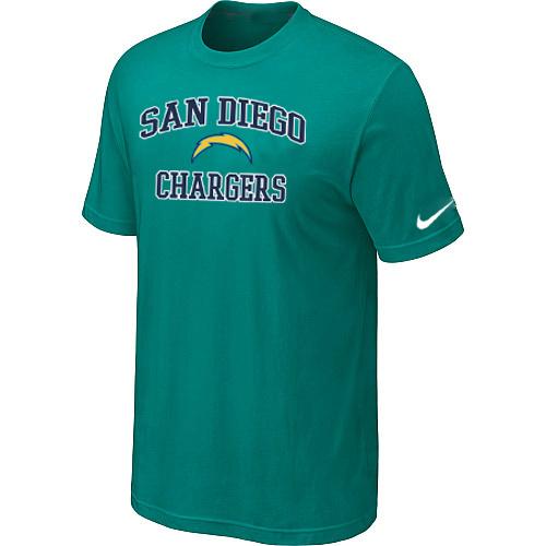 San Diego Chargers Heart & Soul Green T-Shirt Cheap