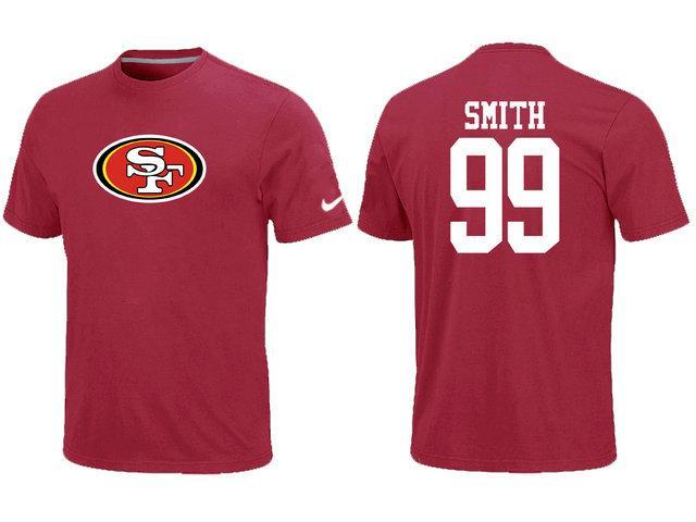 Nike San Francisco 49ers 99 SMITH Name & Number Red NFL T-Shirt Cheap