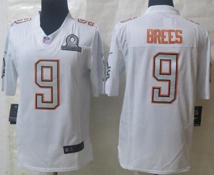 2014 Pro Bowl Nike New Orleans Saints 9 Drew Brees White Limited NFL Jerseys Cheap