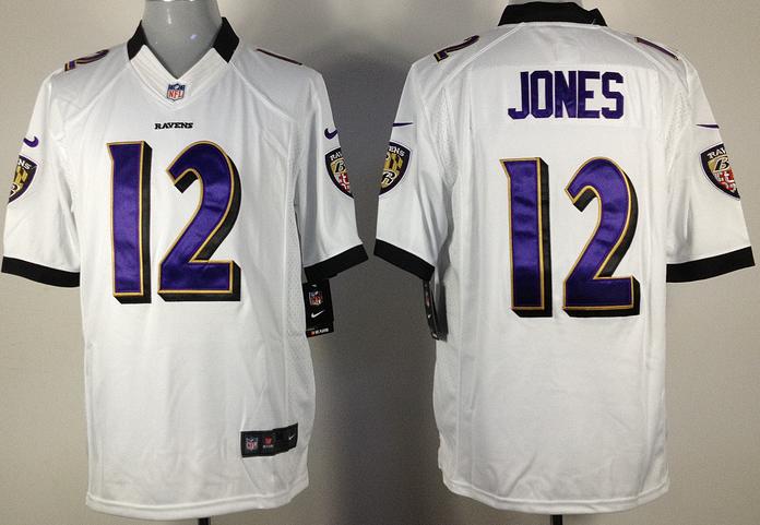 Nike Baltimore Ravens 12 Jacoby Jones White LIMITED NFL Football Jerseys Cheap