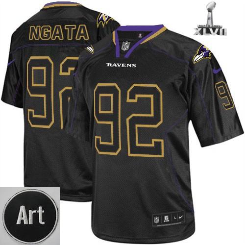 Nike Baltimore Ravens 92 Haloti Ngata Elite Lights Out Black 2013 Super Bowl NFL Jersey Art Patch Cheap