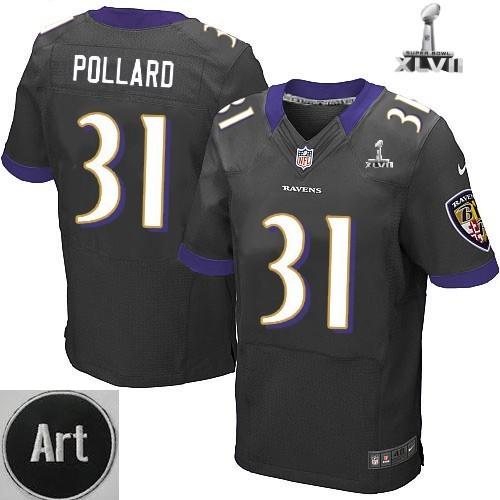 Nike Baltimore Ravens 31 Bernard Pollard Elite Black 2013 Super Bowl NFL Jersey Art Patch Cheap