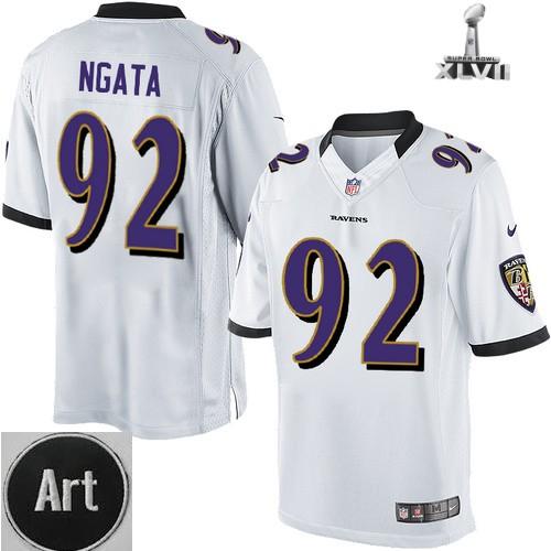 Nike Baltimore Ravens 92 Haloti Ngata Limited White 2013 Super Bowl NFL Jersey Art Patch Cheap