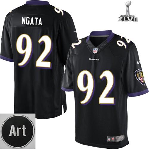 Nike Baltimore Ravens 92 Haloti Ngata Limited Black 2013 Super Bowl NFL Jersey Art Patch Cheap
