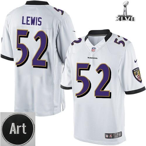Nike Baltimore Ravens 52 Ray Lewis Limited White 2013 Super Bowl NFL Jersey Art Patch Cheap