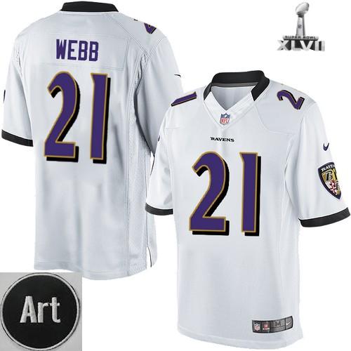 Nike Baltimore Ravens 21 Lardarius Webb Limited White 2013 Super Bowl NFL Jersey Art Patch Cheap