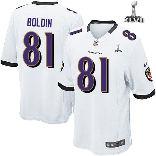 Nike Baltimore Ravens 81 Anquan Boldin Game White 2013 Super Bowl NFL Jersey Cheap