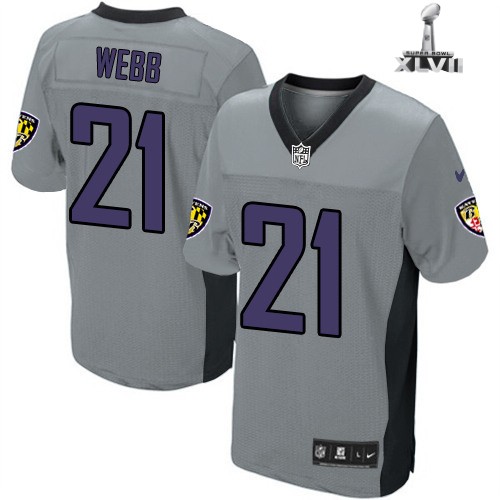 Nike Baltimore Ravens 21 Lardarius Webb Elite Grey Shadow 2013 Super Bowl NFL Jersey Cheap