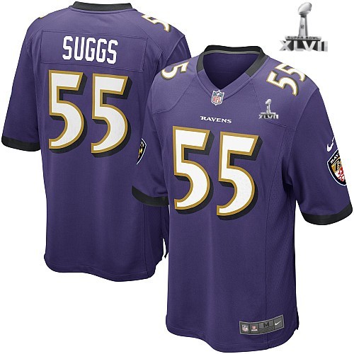 Nike Baltimore Ravens 55 Terrell Suggs Game Purple 2013 Super Bowl NFL Jersey Cheap