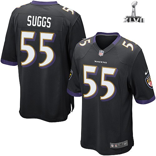 Nike Baltimore Ravens 55 Terrell Suggs Game Black 2013 Super Bowl NFL Jersey Cheap