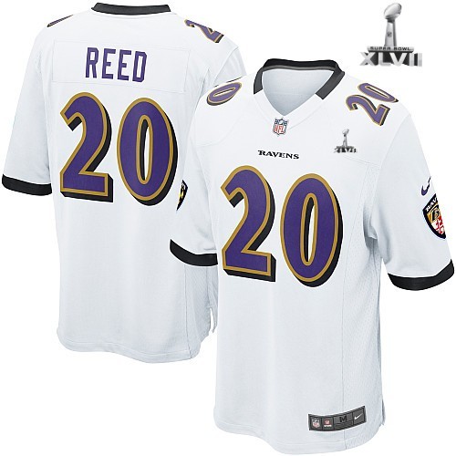 Nike Baltimore Ravens 20 Ed Reed Game White 2013 Super Bowl NFL Jersey Cheap