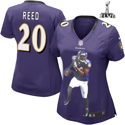 Nike Baltimore Ravens 20 Ed Reed Game Purple Portrait Fashion Jersey Cheap