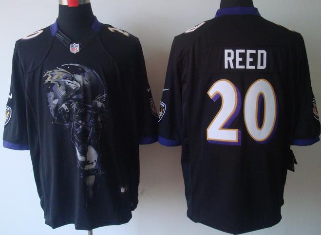 Nike Baltimore Ravens #20 Ed Reed Black Helmet Tri-Blend Limited NFL Jersey Cheap
