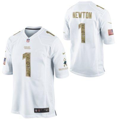 Nike Carolina Panthers 1 Cam Newton White Salute to Service Game NFL Jersey Cheap