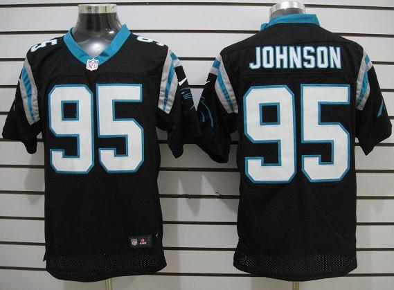 Nike Carolina Panthers #95 Johnson Black Elite Nike NFL Jerseys Cheap