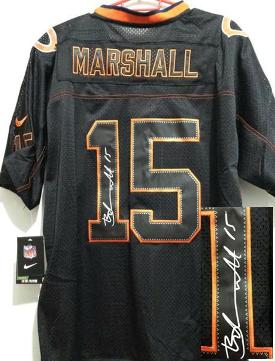 Nike Chicago Bears #15 Brandon Marshall Elite Light Out Black Signed NFL Jerseys Cheap