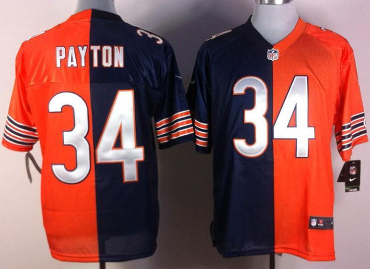 Nike Chicago Bears 34 Walter Payton Orange Blue Split Elite NFL Jerseys Cheap
