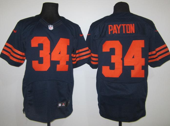 Nike Chicago Bears 34 Walter Payton Blue Elite NFL Jerseys Orange Number Cheap