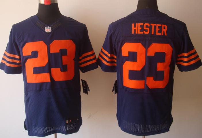 Nike Chicago Bears 23 Devin Hester Blue Elite NFL Jerseys Orange Number Cheap