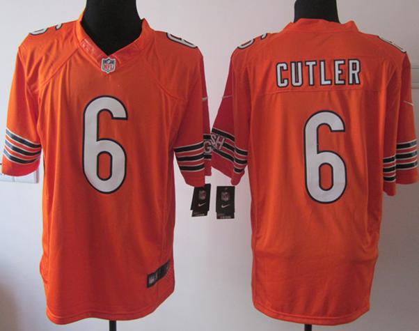 Nike Chicago Bears 6# Jay Cutler Orange Game LIMITED NFL Jerseys Cheap