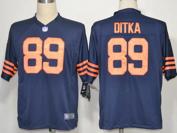 Nike Chicago Bears 89 DITKA Navy Blue Game Throwback NFL Jerseys Orange Number Cheap