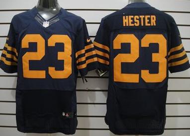 Nike Chicago Bears #23 Hester Dark Blue Elite Nike NFL Jerseys Yellow Number Cheap