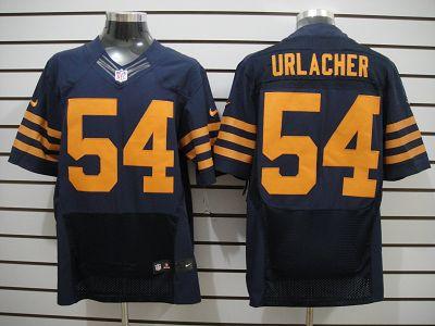 Nike Chicago Bears #54 Urlacher Dark Blue Yellow Number Elite Nike NFL Jersey Cheap