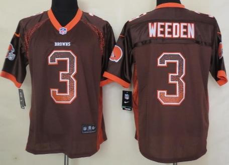 Nike Cleveland Browns 3# Brandon Weeden Brown Drift Fashion Elite NFL Jerseys Cheap