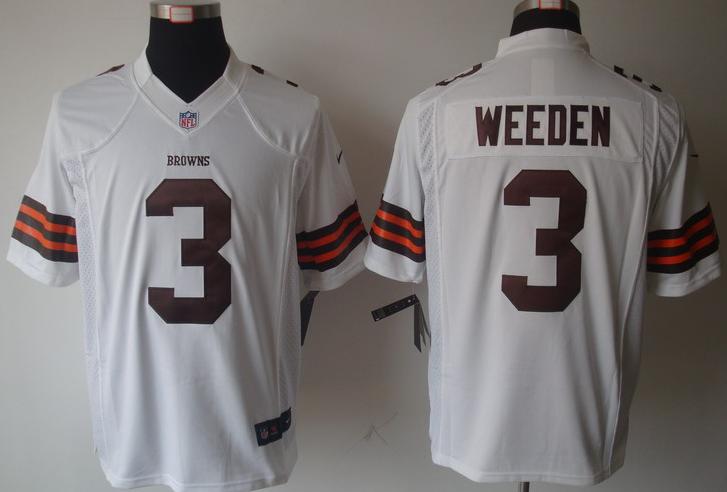 Nike Cleveland Browns 3# Brandon Weeden White Game LIMITED NFL Jerseys Cheap
