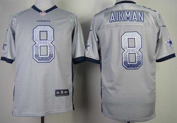 Nike Dallas Cowboys 8 Troy Aikman Grey Drift Fashion Elite NFL Jerseys Cheap