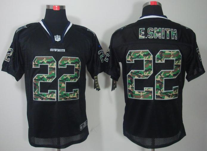 Nike Dallas Cowboys 22 E.SMITH Black Camo Fashion Elite NFL Jerseys Camo Number Cheap