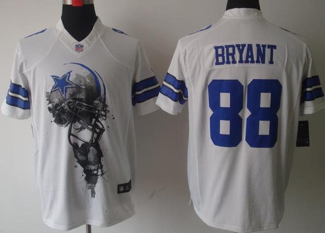 Nike Dallas Cowboys 88 Dez Bryant White Helmet Tri-Blend Limited NFL Jersey Cheap