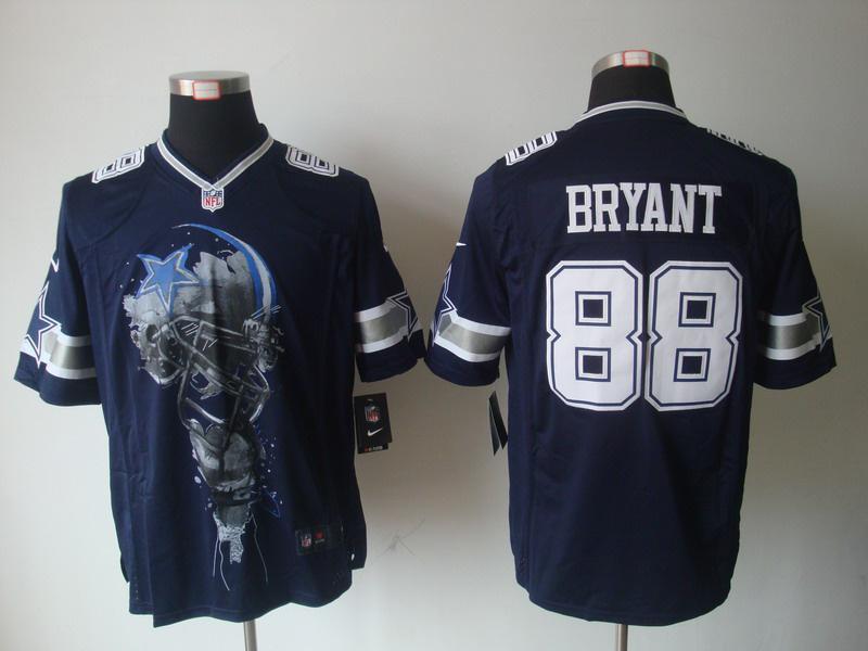 Nike Dallas Cowboys 88# Dez Bryant Blue Helmet Tri-Blend Limited NFL Jersey Cheap