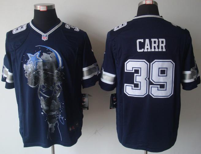 Nike Dallas Cowboys #39 Brandon Carr Blue Helmet Tri-Blend Limited NFL Jersey Cheap