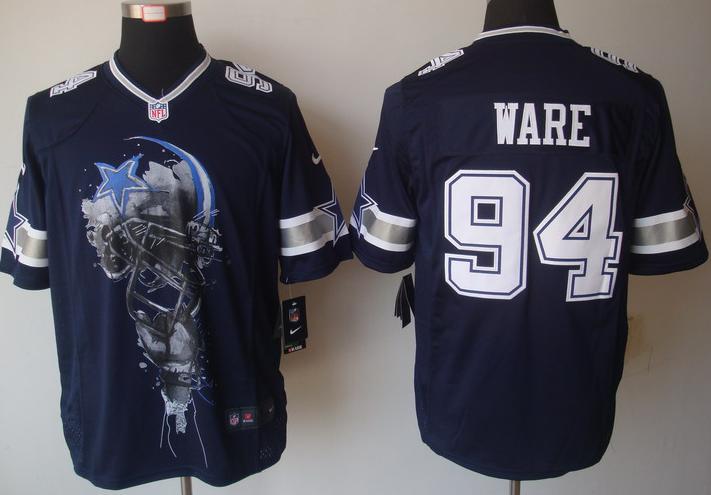 Nike Dallas Cowboys #94 DeMarcus Ware Blue Helmet Tri-Blend Limited NFL Jersey Cheap