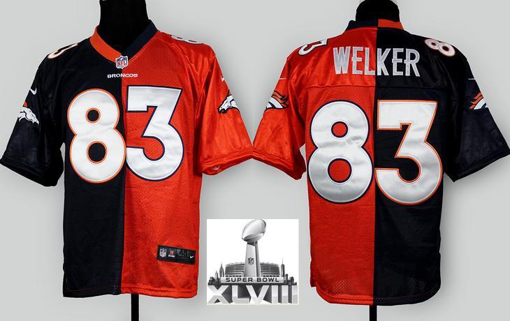 Nike Denver Broncos 83 Wes Welker Orange Blue Split 2014 Super Bowl XLVIII NFL Jerseys Cheap