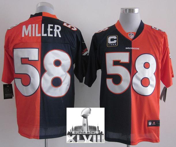 Nike Denver Broncos 58 23 Von Miller Blue Orange Split Elite 2014 Super Bowl XLVIII NFL Jerseys Cheap